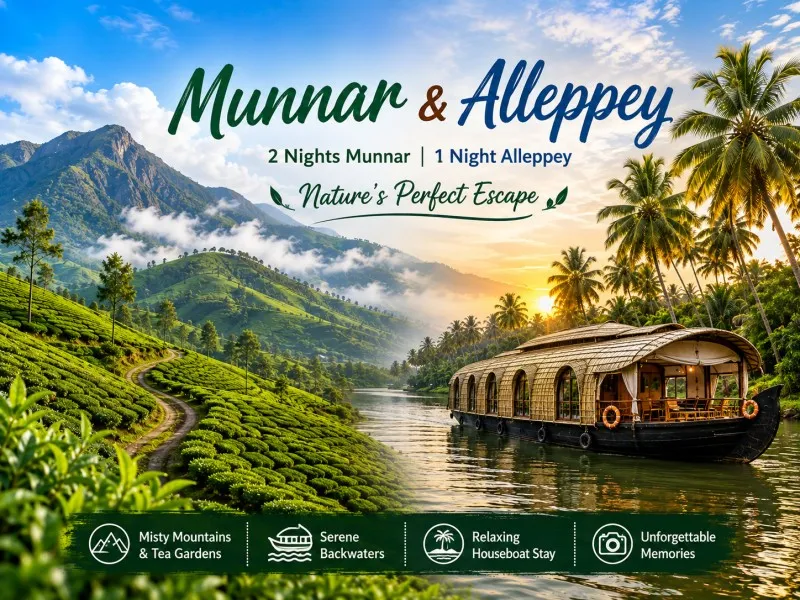 Munnar Magic with Alleppey Houseboat